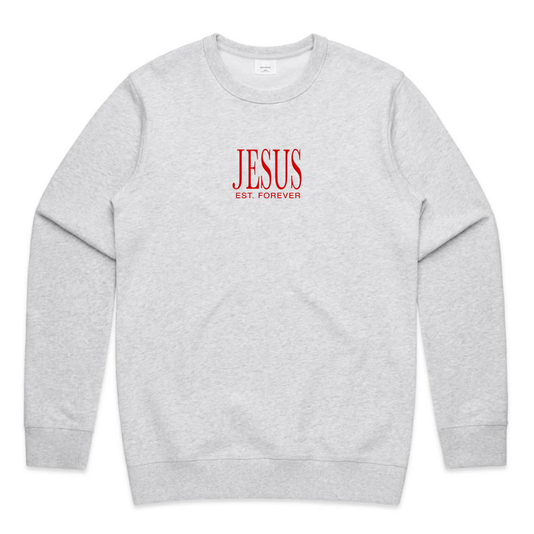 'Jesus Est. Forever' Mens Crewneck (Cotton)